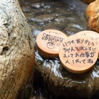 栗源小の児童らが感謝の気持ちをつづった入浴木が浮かぶ「父の日感謝風呂」＝香取市（ＴＨＥ　ＦＡＲＭ提供）
