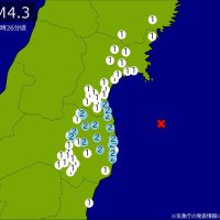 【速報】関東・東北で地震　Ｍ４．３　震源は福島県沖　地震が及んだ地域人口２８５万人