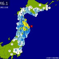 【速報】関東・東北・中部・北海道で地震　Ｍ６．１　最大震度５弱　震源は岩手県沖　地震が及んだ地域人口１６７９万人